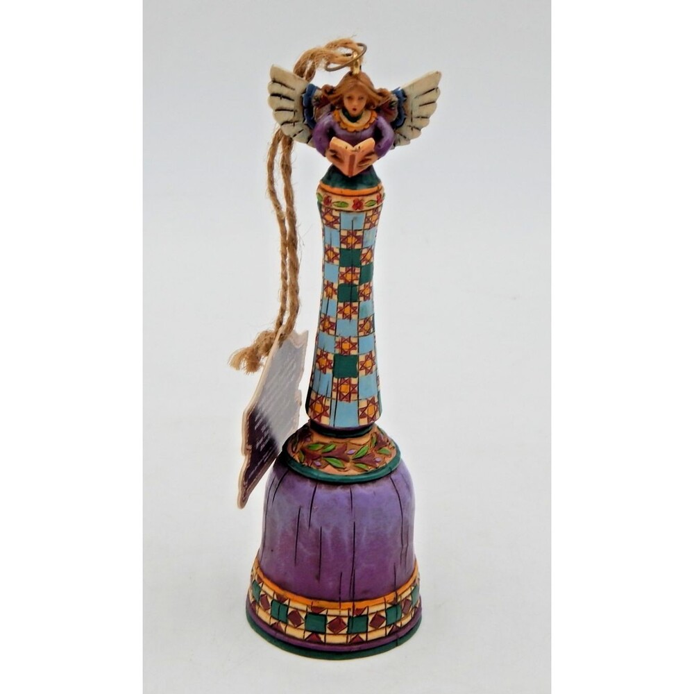 Jim Shore Heartwood Creek Angel Bell 2 AT Ornament 4002419 Brown Hair 2005